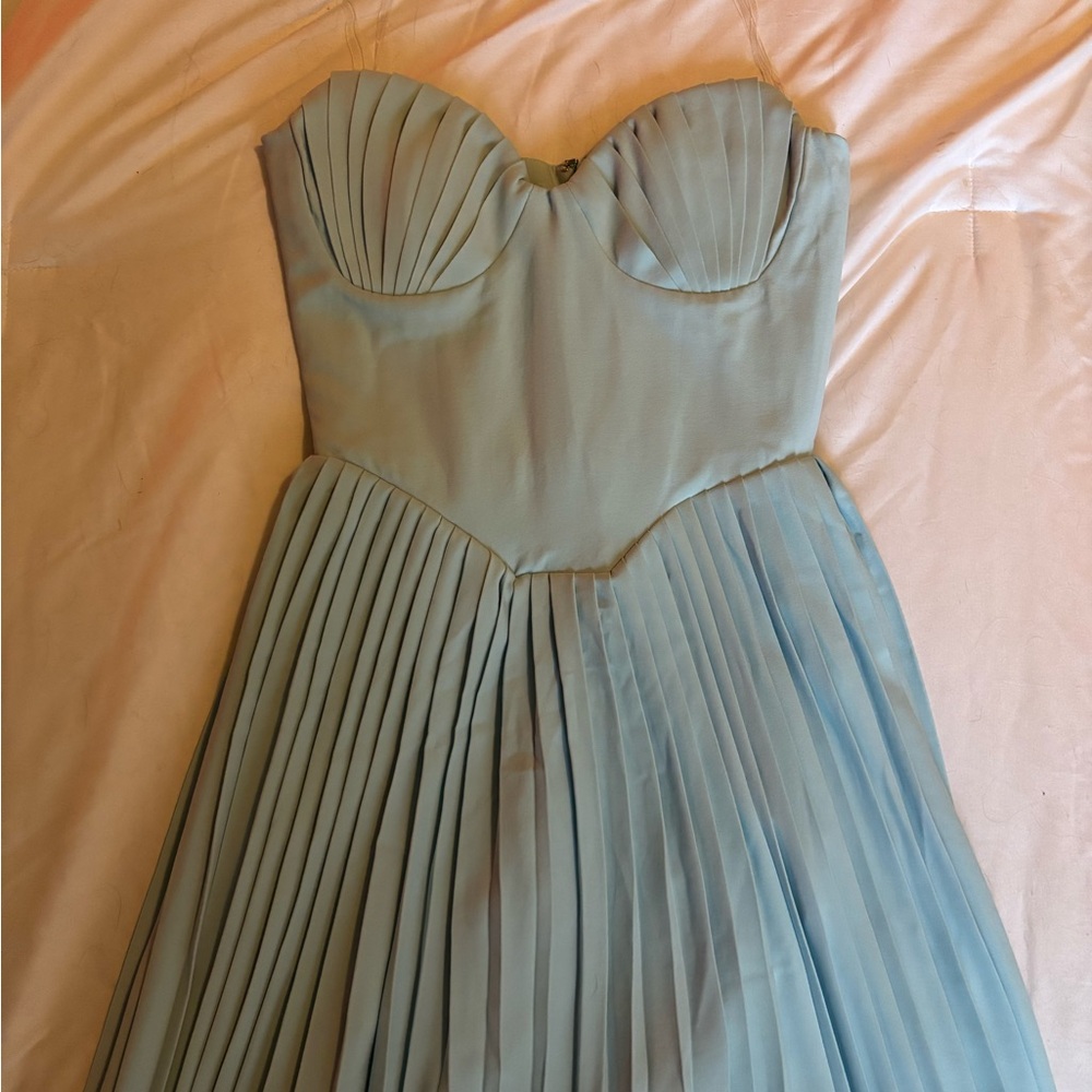 House of CB Strapless Light Blue Dress